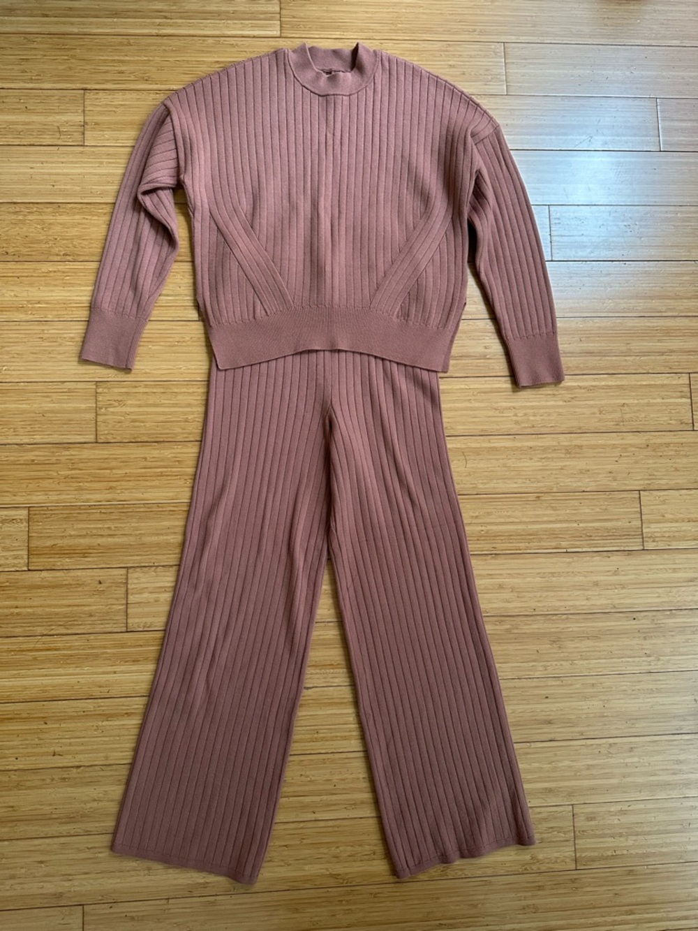 Abercrombie & Fitch Ribbed Knit 2 Piece Lounge Set XS Mauve Brown - Picture 2 of 16